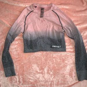 GYMSHARK OMBRÉ SEAMLESS LONG SLEEVE CROP TOP